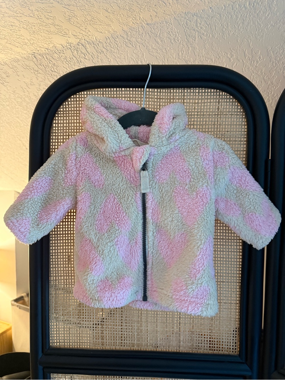 Hanna Andersson Girls Baby Marshmallow Hooded Fleece Heart Jacket Pink 0-3 Month